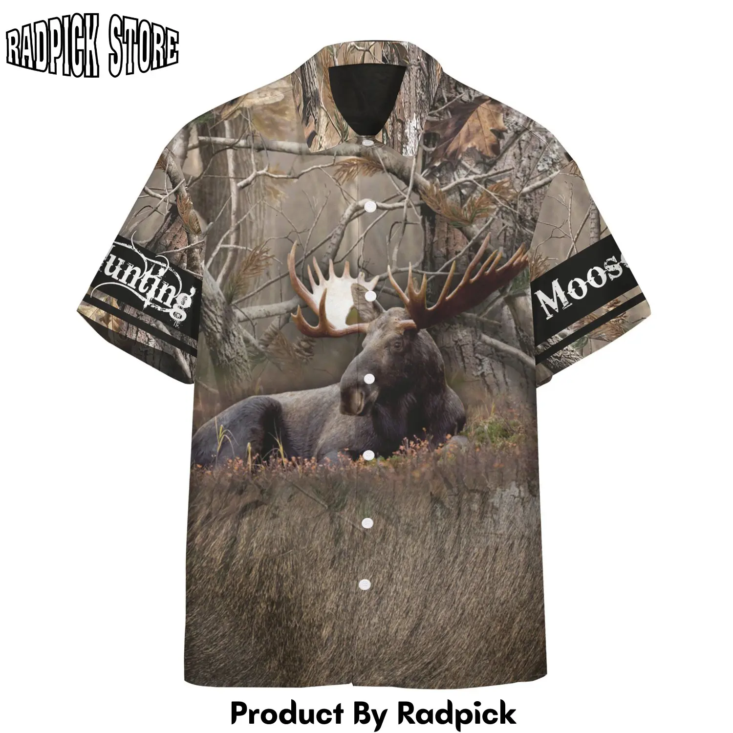 Radpick 3d moose hunting hawaii custom short sleeve shirt rp292530
